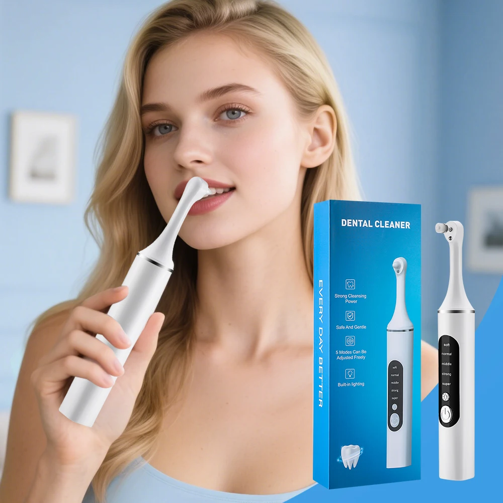 Teeth Whitening Kit - เครื่องขัดฟันไฟฟ้า ขจัดคราบหินปูน ฟอกฟันขาว พร้อมหัวแปรง 6 หัว